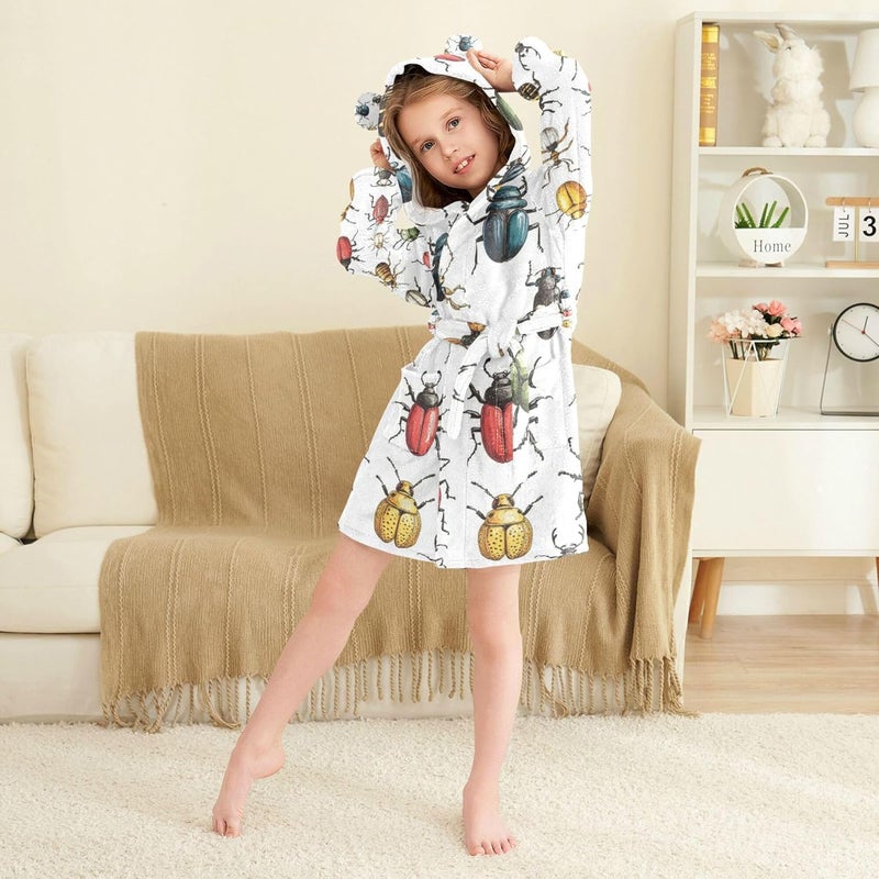 Glaphy Bathrobe Hooded PJ Robe Soft Fleece Robe Pajama Sleepwear 2-12 Years - Image 5